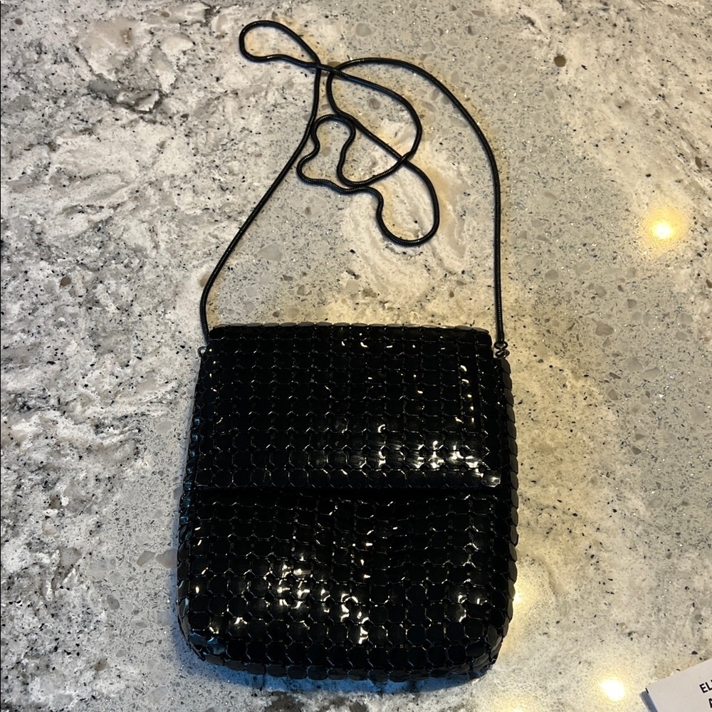 Nafnaf Black Metal Mesh Chainmail Black Crossbody Bags 6" X 7" Size OS